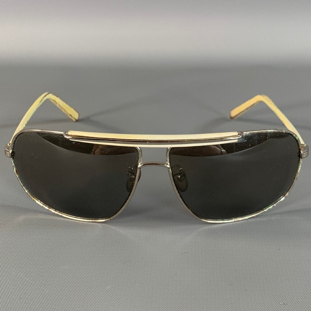 ERMENEGILDO ZEGNA Cream Silver Sunglasses